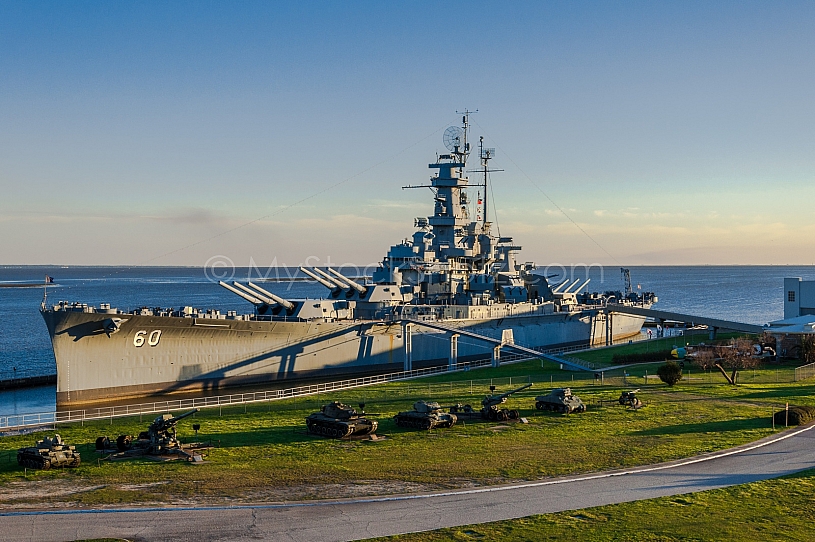 Battleship Alabama Aerial Shoot