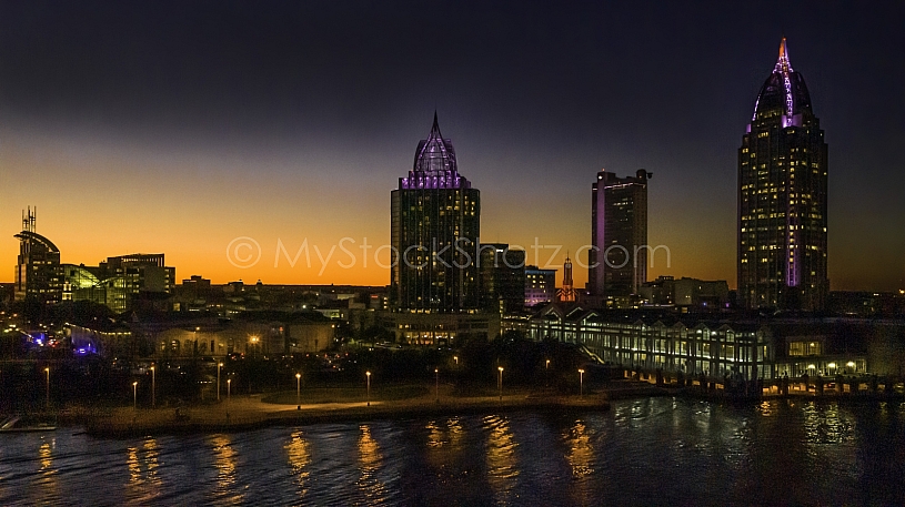 Mobile Alabama Skyline at Sunset